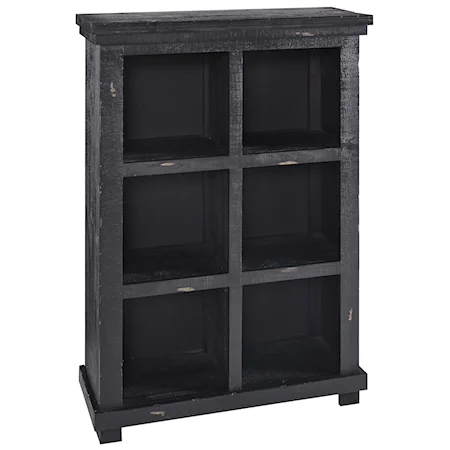 48" Distressed Pine Bookcase with 6 Compartments